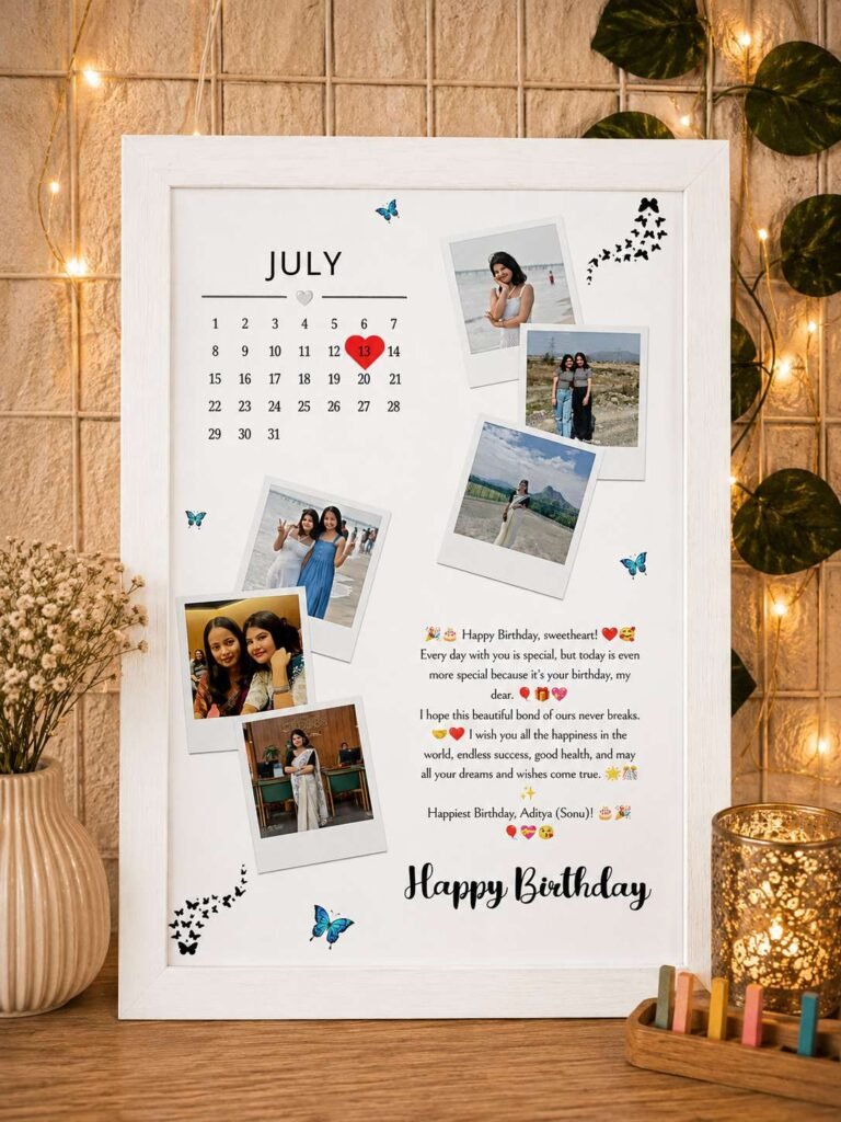 Personalized Polaroid Birthday Photo Frame with Custom Calendar and Photos | Crafted Frames