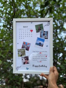 Personalized birthday calendar photo frame with custom photos and special date design