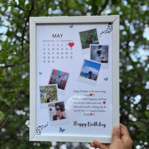 Personalized birthday calendar photo frame with custom photos and special date design