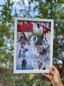 Personalized love collage photo frame with multiple custom photos and white border frame