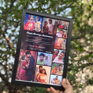 Personalized marriage anniversary collage photo frame with couple pictures and custom design