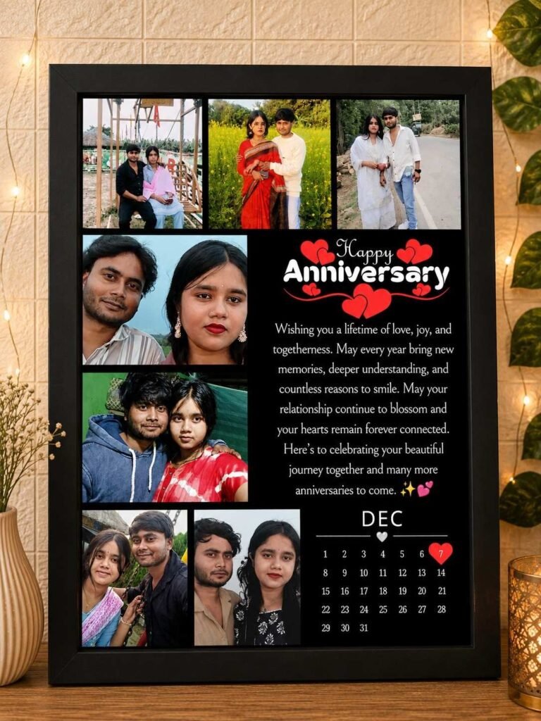 Personalized Couple Anniversary Photo Frame with Custom Photos and Calendar | Crafted Frames